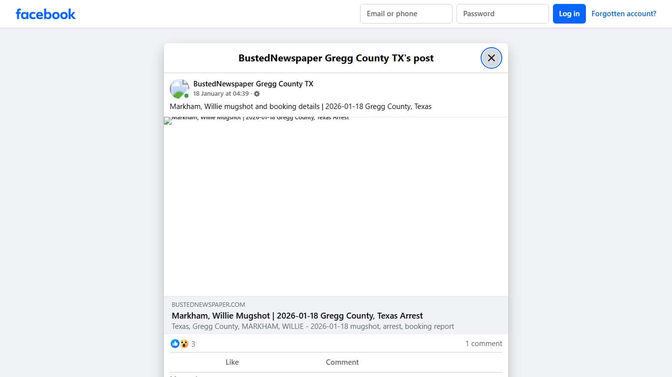Markham, Willie mugshot... - BustedNewspaper Gregg County TX Facebook
